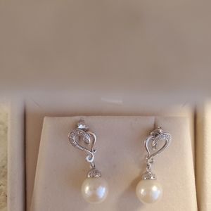 Diamond and pearl earrings